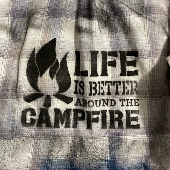 Custom upcycled “Camping” plaid, flannel. - Picture 4 of 5